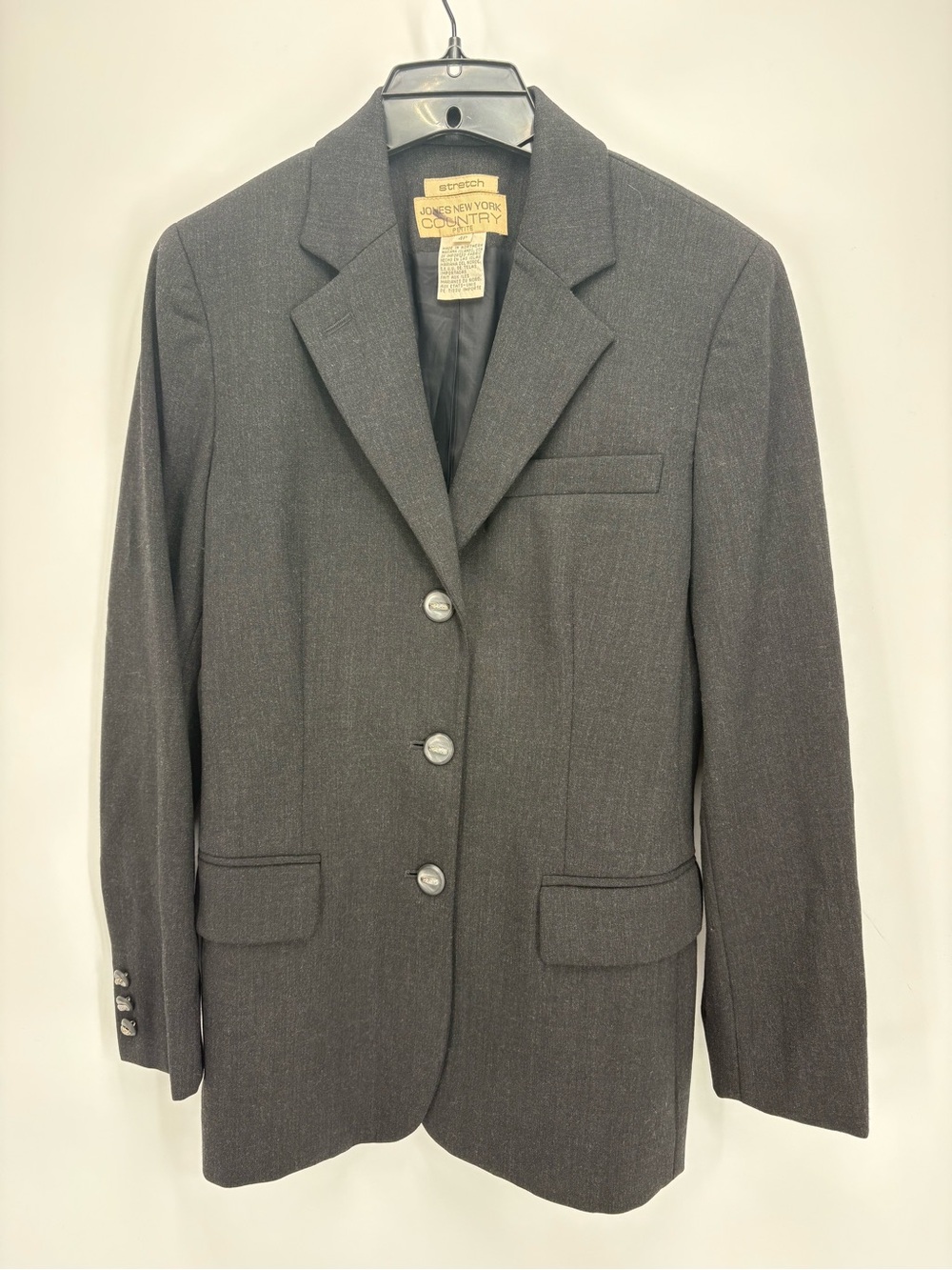 🔓 Jones New York Country worsted wool Gray Tailored three button Blazer